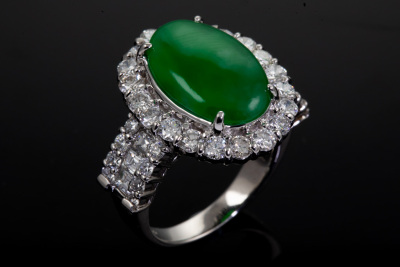 5.42ct Jade and Diamond Ring - 6