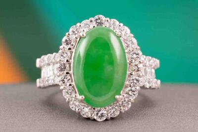 5.42ct Jade and Diamond Ring - 8