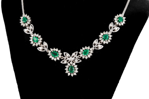 2.50ct Emerald and Diamond Necklace