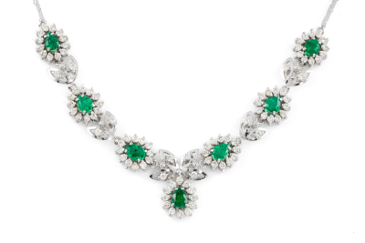 2.50ct Emerald and Diamond Necklace - 2