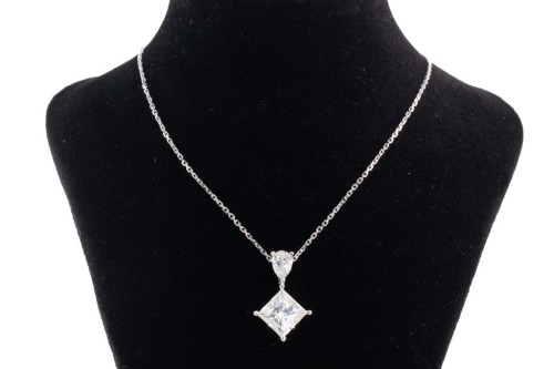 4.08ct Princess Cut Diamond Pendant GIA