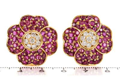 10.90ct Ruby and Diamond Earrings - 2