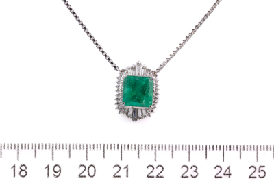 3.64ct Emerald and Diamond Pendant - 2