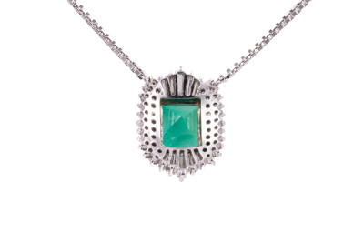 3.64ct Emerald and Diamond Pendant - 5