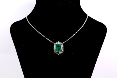 3.64ct Emerald and Diamond Pendant - 7