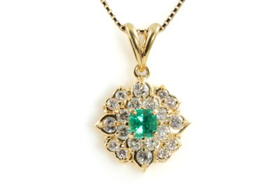 0.32ct Emerald and Diamond Pendant