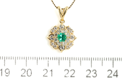 0.32ct Emerald and Diamond Pendant - 2