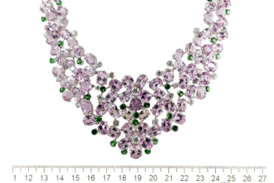 Kunzite, Garnet and Diamond Necklace - 2