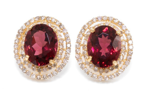 3.60ct Garnet and Diamond Earrings
