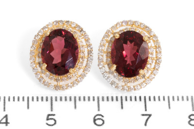 3.60ct Garnet and Diamond Earrings - 2