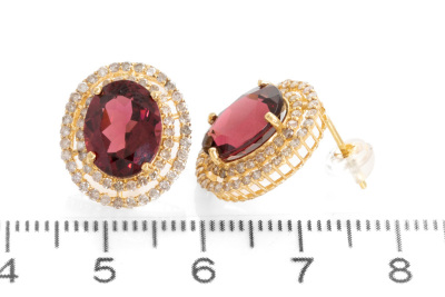 3.60ct Garnet and Diamond Earrings - 3
