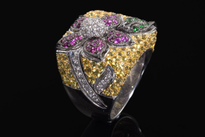 Mixed Gemstone and Diamond Ring - 6