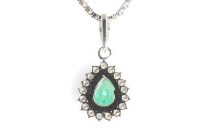 0.91ct Emerald and Diamond Pendant - 2