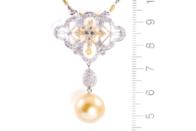 13.2mm Golden Pearl & Diamond Pendant - 2