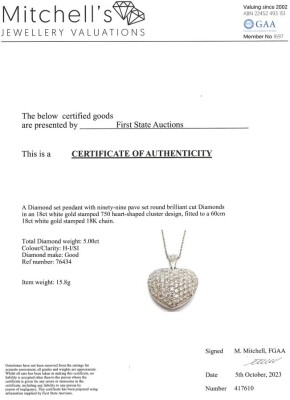 5.00ct Diamond Heart Pendant - 4