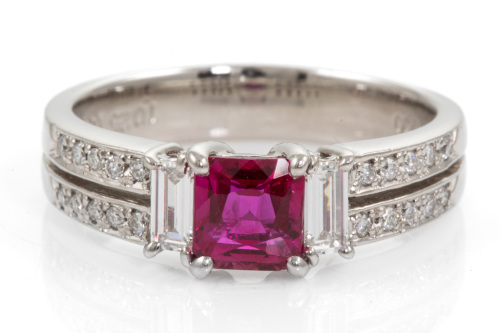 1.02ct Ruby and Diamond Ring GIA