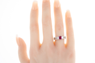 1.02ct Ruby and Diamond Ring GIA - 7