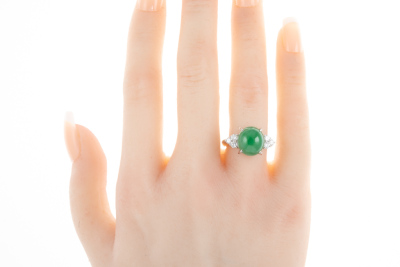 6.38ct Jade and Diamond Ring - 6