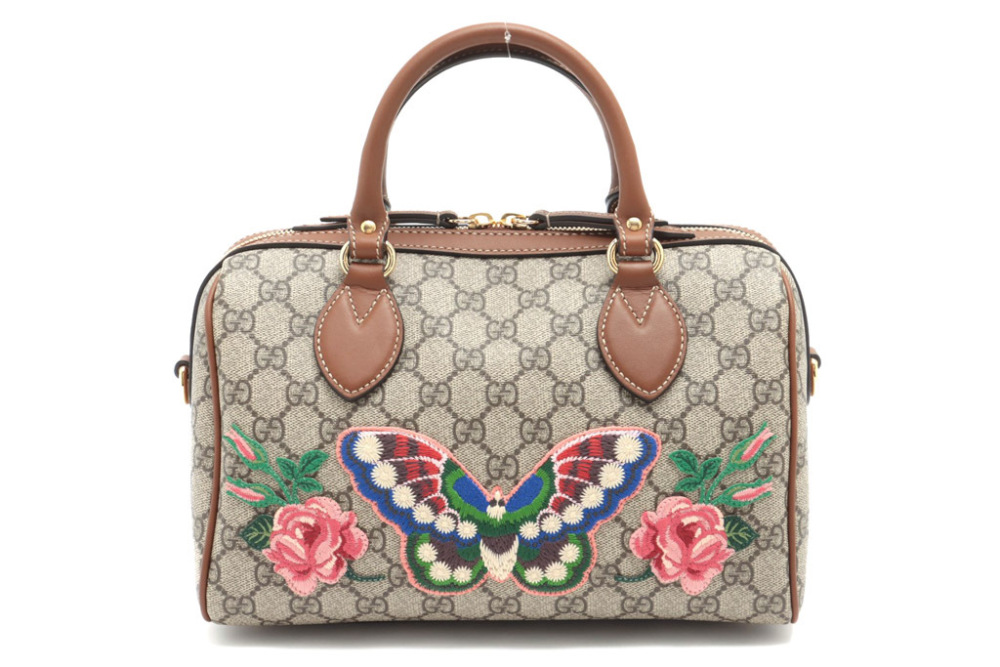 Sold at Auction: Gucci GG Plus Canvas / Leather Boston Bag