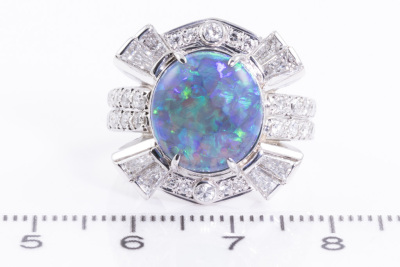 5.60ct Black Opal and Diamond Ring - 2