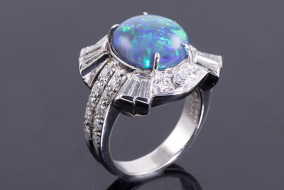 5.60ct Black Opal and Diamond Ring - 6
