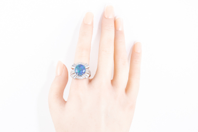 5.60ct Black Opal and Diamond Ring - 7