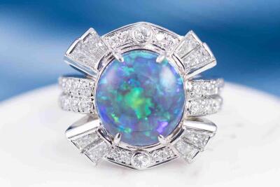 5.60ct Black Opal and Diamond Ring - 8