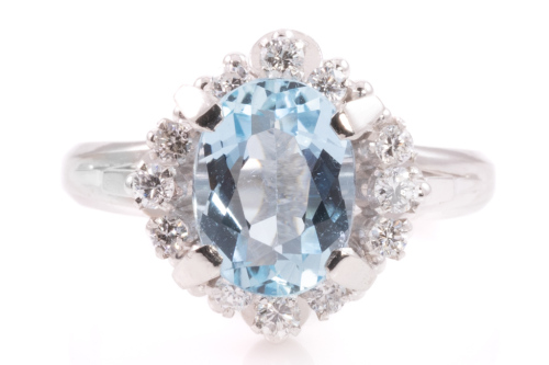 1.54ct Aquamarine and Diamond Ring