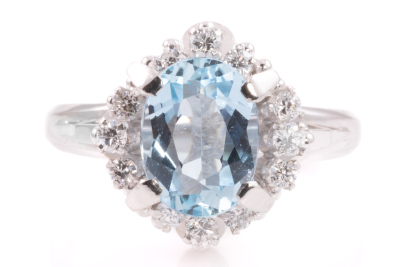 1.54ct Aquamarine and Diamond Ring