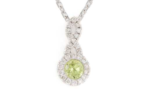 0.30ct Peridot and Diamond Pendant