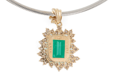 7.07ct Emerald and Diamond Pendant - 5