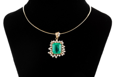 7.07ct Emerald and Diamond Pendant - 7