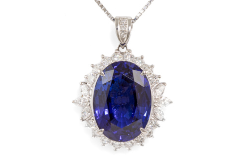 19.47ct Tanzanite and Diamond Pendant