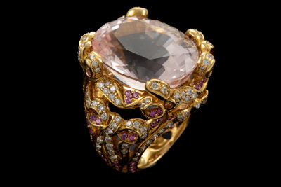 35.02ct Kunzite, Sapphire & Diamond Ring - 6
