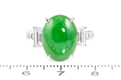 7.72ct Jadeite Jade & Diamond Ring - 2