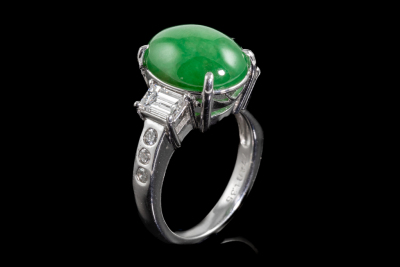 7.72ct Jadeite Jade & Diamond Ring - 6