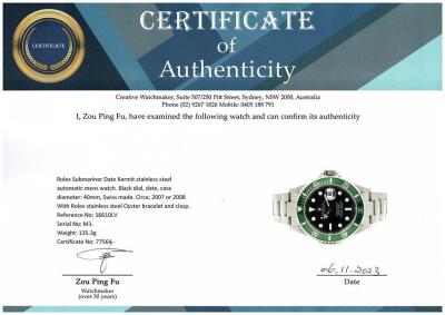 Rolex Submariner Kermit Watch 16610LV - 3