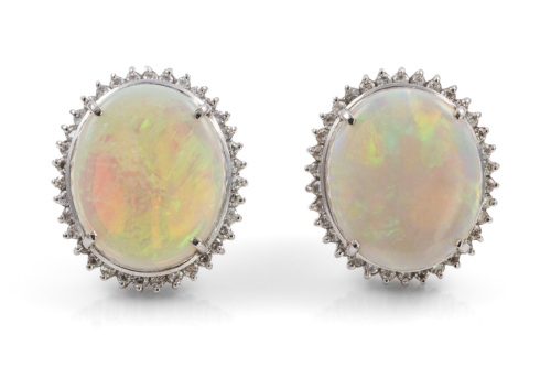 Opal and Diamond Earrings