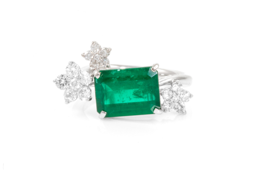 3.16ct Brazilian Emerald & Diamond Ring