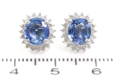 1.99ct Blue Sapphire & Diamond Earrings - 2