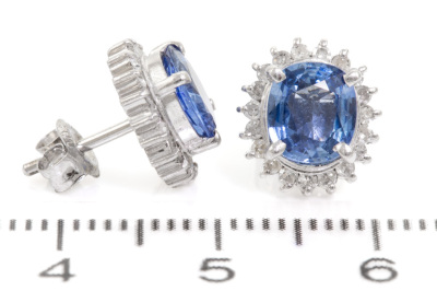 1.99ct Blue Sapphire & Diamond Earrings - 3