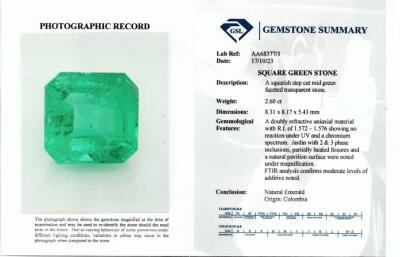 2.60ct Loose Colombia Emerald GSL - 4