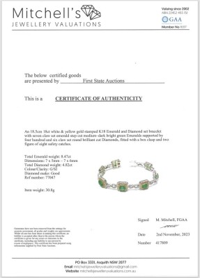 8.47ct Emerald and Diamond Bracelet - 4