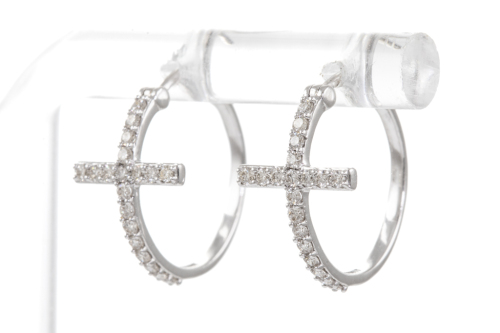 0.36ct Diamond Hoop Cross Earrings
