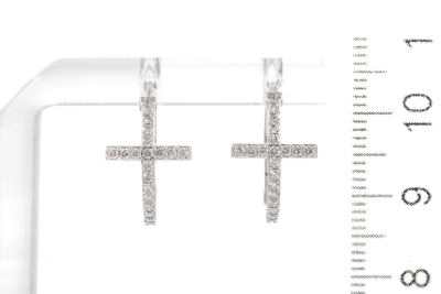 0.36ct Diamond Hoop Cross Earrings - 4