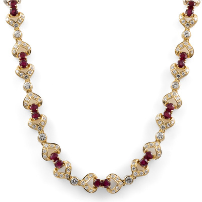 6.80ct Ruby and Diamond Necklace - 2
