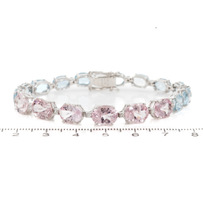 Aquamarine, Morganite & Diamond Bracelet - 2