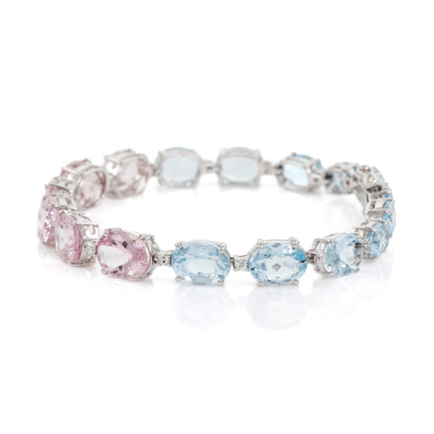 Aquamarine, Morganite & Diamond Bracelet - 3