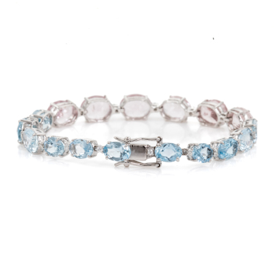 Aquamarine, Morganite & Diamond Bracelet - 5