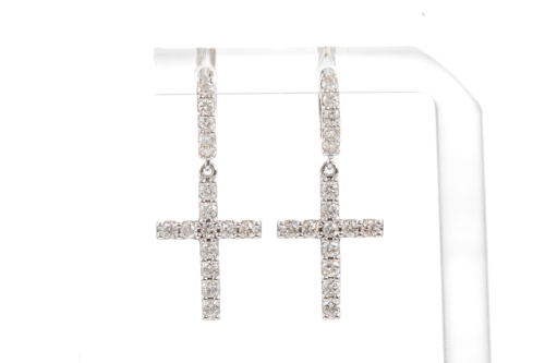 1.14ct Diamond Hoop Cross Earrings